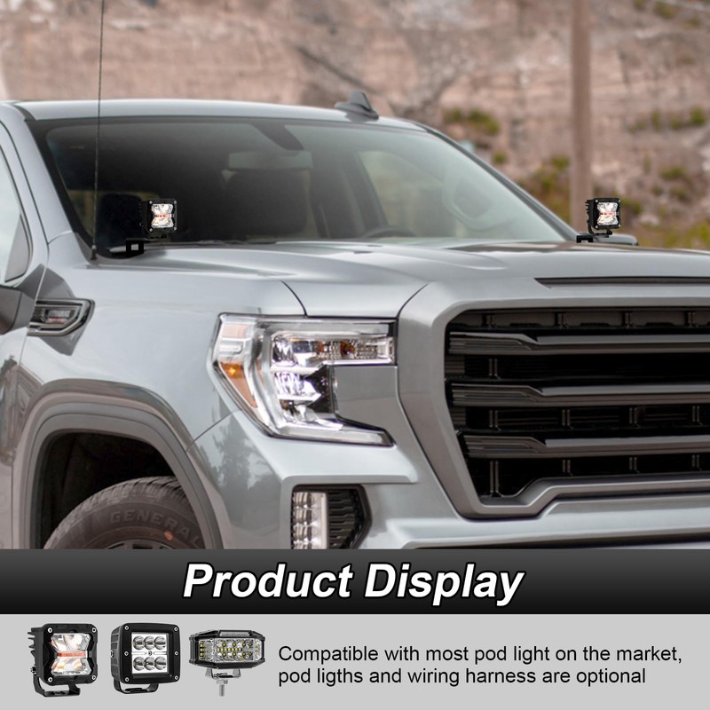 ROMELACK Ditch Light Bracket Heavy Duty Steel Hood Mount Brackets