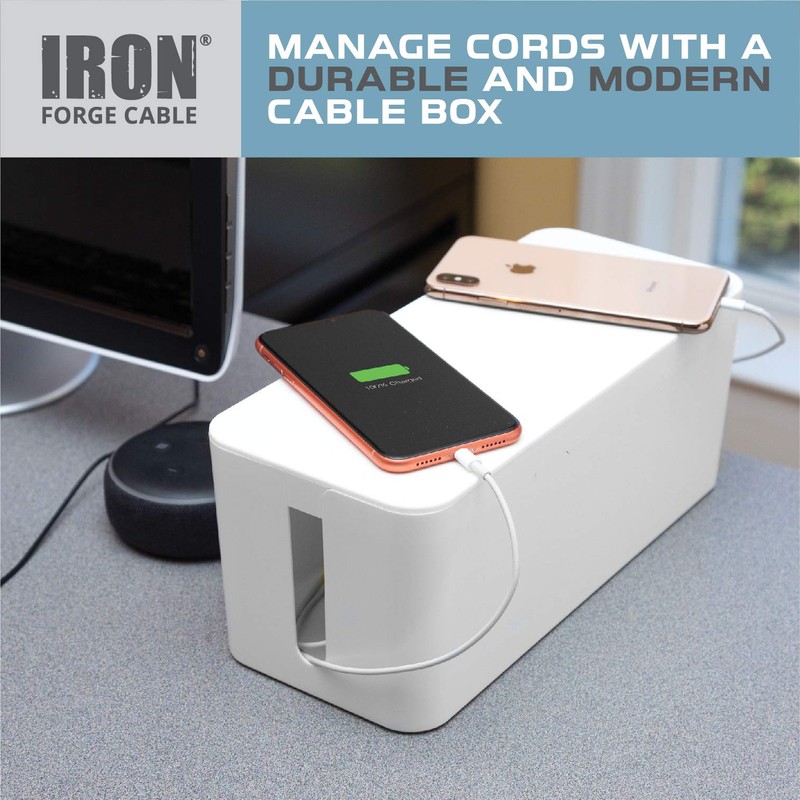 Iron Forge Cable Large Cable Management Box - White Cord