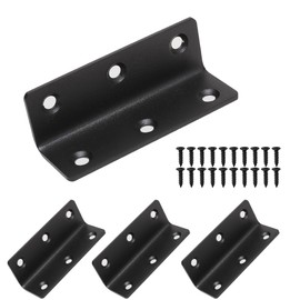 Redunest L Bracket, Heavy Duty Corner Brace, 4 Pack 3.2" Metal Shelf Bracket Angle Bracket for Shelves, Black Metal Braces for Wood, 80mm Overall Length