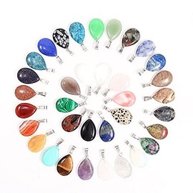 RayLineDo 15Pcs Water Drop Shape Stone Pendants DIY Crystal Charms Beads with Assorted Color for Jewelry Making …