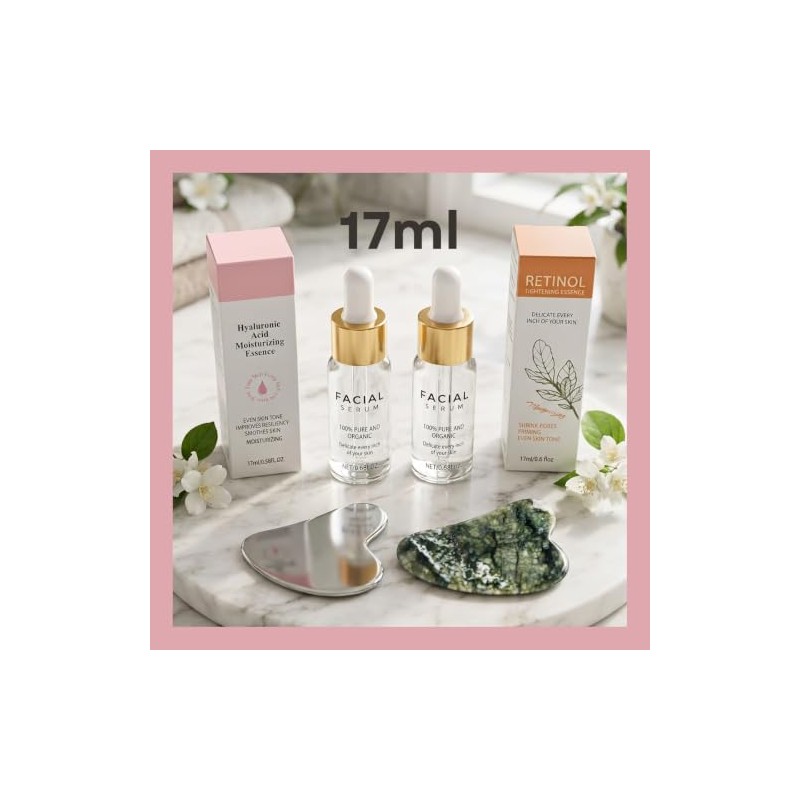 4 Piezas Kit Cuidado Facial Serum Retinol y Ácido Hialuronico