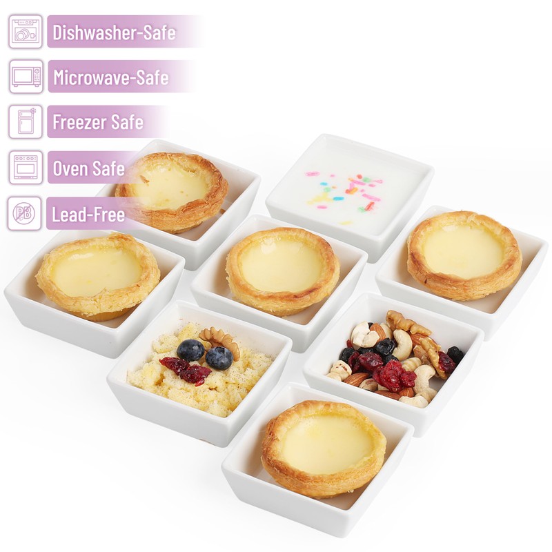 BTaT- Ramekins, Square, 4 oz, Set of 8, Oven Safe