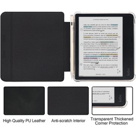 GOVTVA Folio Leather Case for 7" Kobo Libra Colour (2024) eReader - Ultra-Thin Enhanced Auto Sleep/Wake Cover with Transparent TPU Back, Magnetic Closure, Stylus Holder (Black)