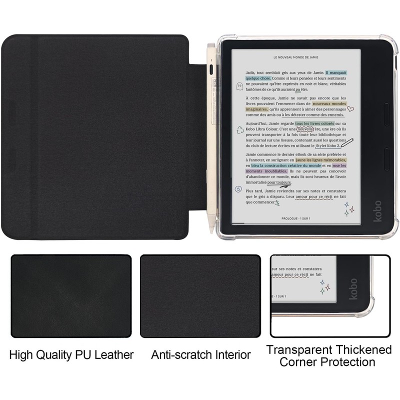 GOVTVA Folio Leather Case for 7" Kobo Libra Colour (2024)