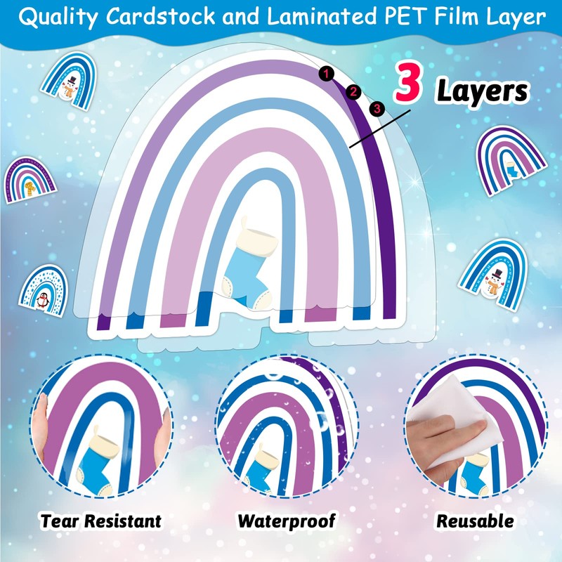 Winter Boho Rainbow Cut-Outs Hello Winter Classroom Bulletin Board with