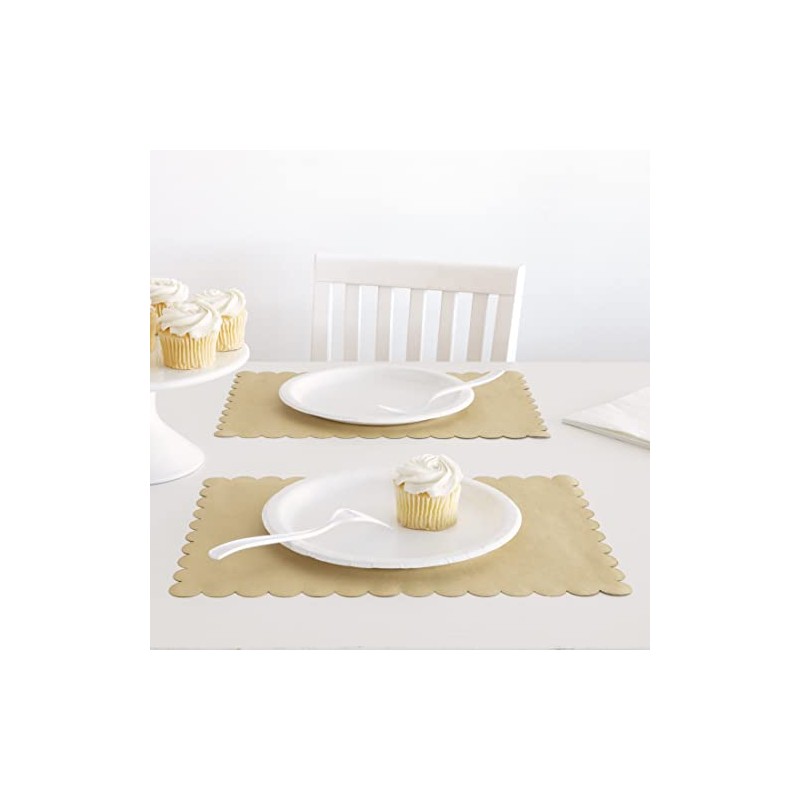 Unique 16078 - Scalloped Kraft Paper Placemats - 8 Count