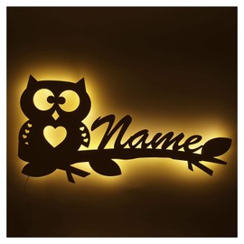 Owl Night Light Lamp with Name for Children's Room Boys Girls Women