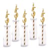 5th Birthday Paper Straw Decor, 24-Pack Real Gold Glitter Cut-Out