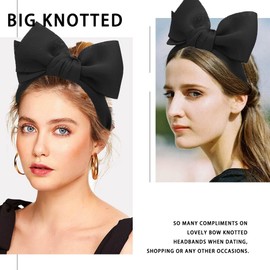 Coridy Super Big Bow Knot Hairbands Huge Oversized Bows Headbands Wide Fabric Headdress for Women Girls Cute Hair Accessories for Birthday Party Festival Costume (BLACK)