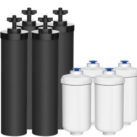 Water Filter Replacement for Berkey - 4 Black and 4 Fluoride Filters for Water Filtration System