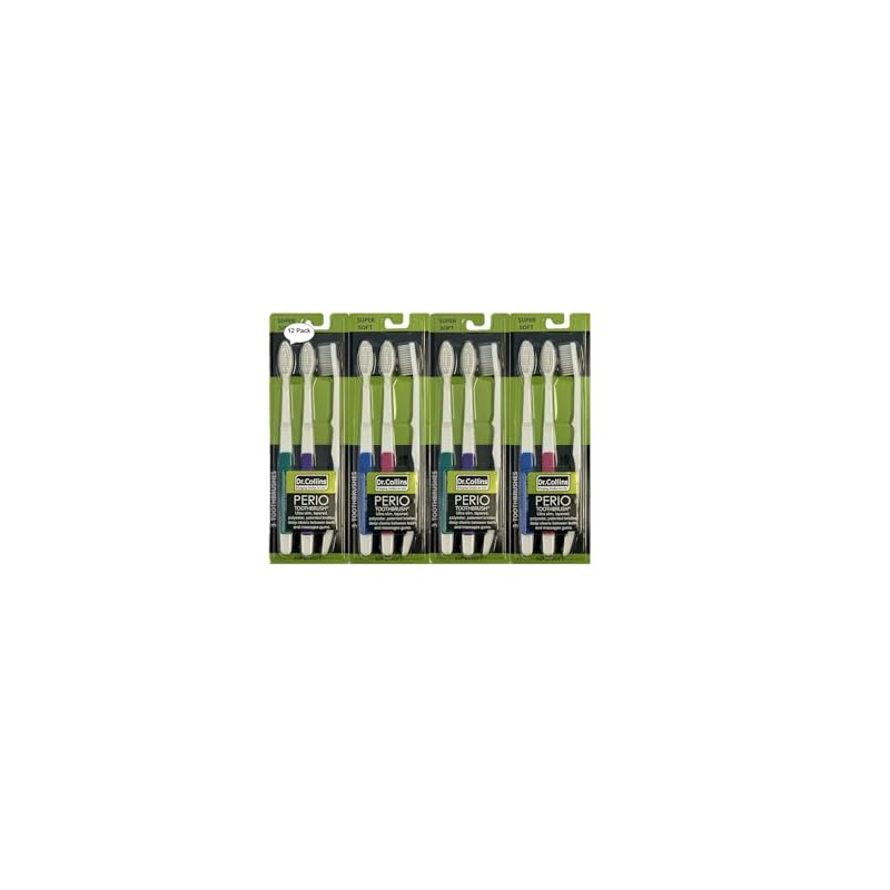 Dr. Collins Perio Toothbrush 3 Pack, (Colors Vary) (Qty. 12,