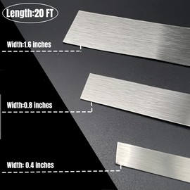 20FT Metal Wall Trim,Peel and Stick Molding Trim Frame, Brushed Glossy Stainless Steel Trim,self Adhesive Trim for Wall Fireplace and Microwave Gap Filler (Brushed Silver, 20ft x 1.6inch)