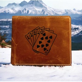 Texan Customs Royal Flush Leather Wallet Bifold Premium Quality Buffalo Cards Poker Games NEW