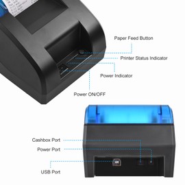 BISOFICE 58mm Thermal Receipt Printer Desktop USB&BT Wireless Connection Printer Barcode Logo Printing with 1 Roll Paper Inside Compatible with iOS Android Windows for Restaurant Sales Retail Shop