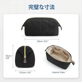 VitalBloom Large Capacity Waterproof Makeup Pouch Black Lightweight Multifunctional Makeup Brush Storage Wash Bag for Travel Business Trip