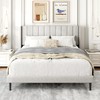 Gruwans Queen Size Bed Frame with Upholstered Wingback Headboard, Easy
