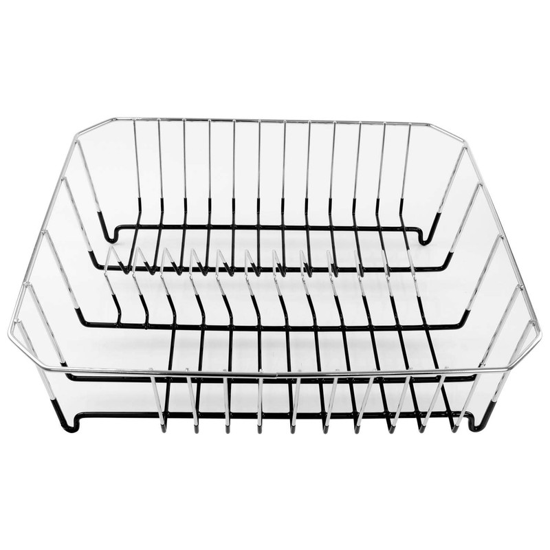 APOLLO Chrome Rectangular Dish Drainer with cutlery holder, 364x314x120 mm