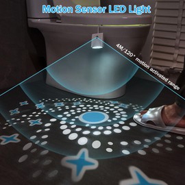 Toilet Light Motion Sensor, 16 Colors Changing Toilet Night Light with Star Projection Light, Rechargable Toilet Bowl Light Bathroom Night Light, Funny Gift for Women Men Teen Kids Girls Boys (2PC)