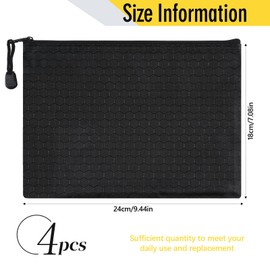 Maxmoc Wallet, Money Bags, Bank Bag, 24 x 18 cm Money Folder A5, Waterproof Bank Folder with Zip, Document Bag, Black for Household, Business, School (4)