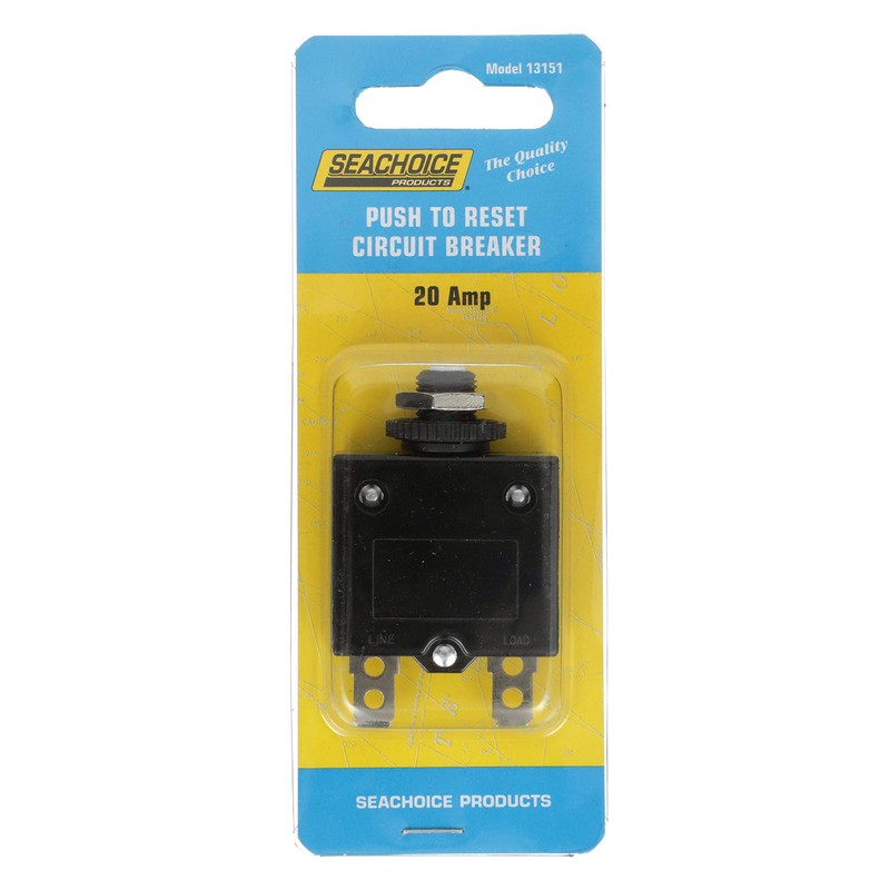 SEACHOICE 13151 Push Button Circuit Breaker 20A , Black