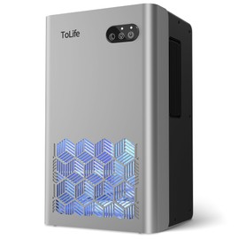 ToLife Dehumidifier for Home, 1000 sq.ft Dehumidifiers for Basement Bedroom Bathroom with 95 OZ Water Tank, Auto Shut Off 7 Colors LED Light, Silver