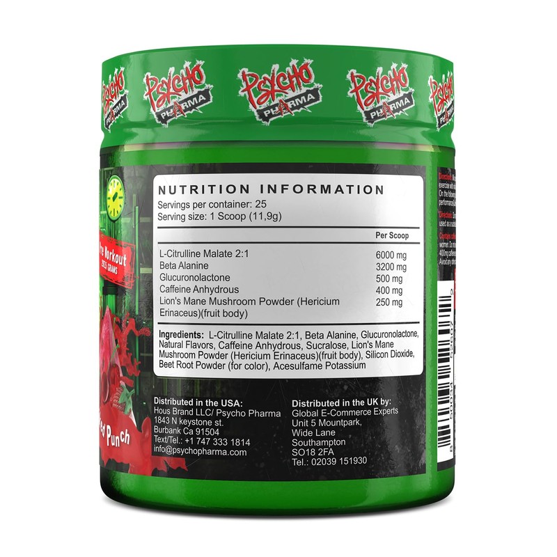 PWO Psycho Pharma Edge of Insanity Most Intense Pre-Workout Powder