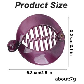 4 PCS French Small Banana Hair Clip, Plastic Non Slip Fishtail Small Cute Interlocking Flat Shark Hair Clincher, Round Ponytail Holder Hair Claw Fashion (Brown, Black, Purple and Red)