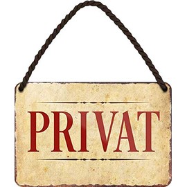 schilderkreis24 Saying "Private" Decorative Hanging Sign Door Sign House Entrance Hanging Sign for Shop Shop Bar Pub Counter Bar 18 x 12 cm