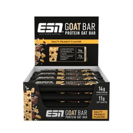 Barretta ESN GOAT, Salty Peanut, 12 x 55 g, barretta proteica all'avena, snack energetico ad alto contenuto di fibre, 14 g di proteine e 11 g di avena, dolcificata con datteri e miele