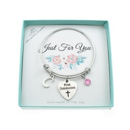 Little Girl's First Communion Bracelet in Silver Tones. Little Girls Jewelry. Little Girls Bracelet. First Communion Gift.