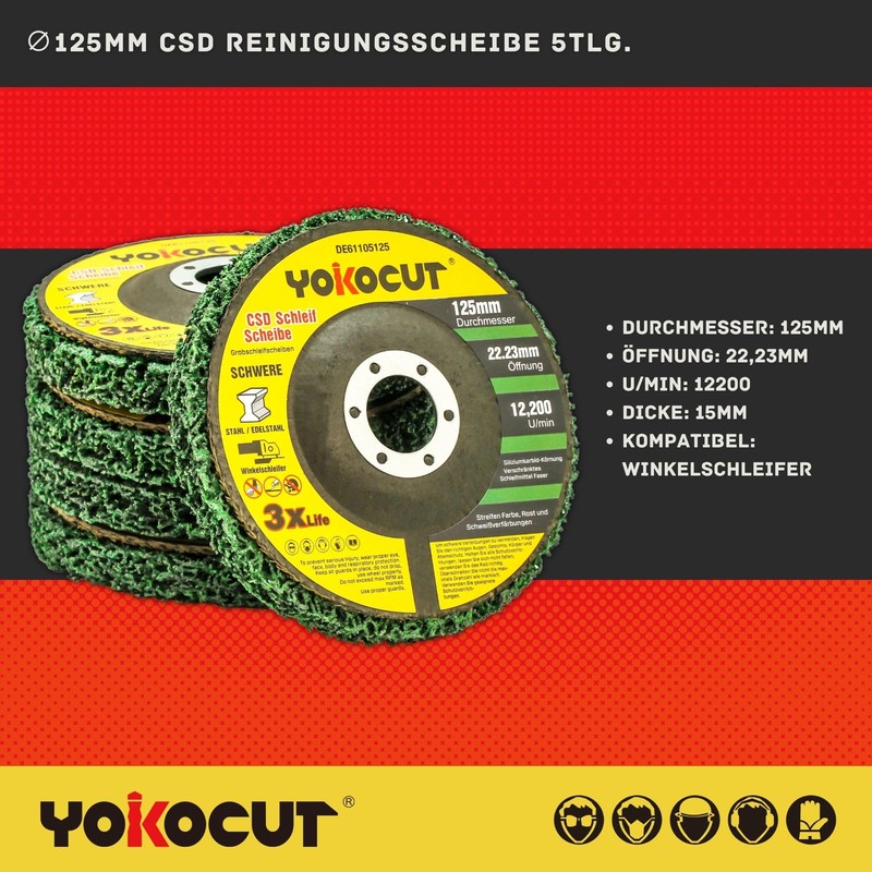 YOKOCUT 125 mm CSD Disc, Sanding Disc, Cleaning Disc Set,