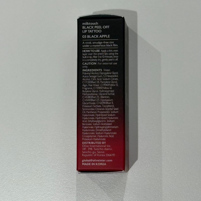 MILKTOUCH Black Peel Off Lip Tattoo - Long-Lasting Matte Lip,