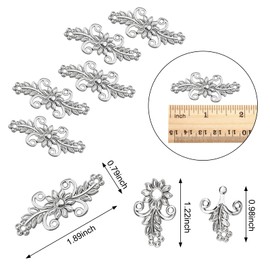 WANDIC Cardigan Clips, 5 Pairs Retro Chrysanthemum Flower Cape Fasteners Hook and Eye Cardigan Clip Cape Fasteners for Sweater Scarf White Nickel