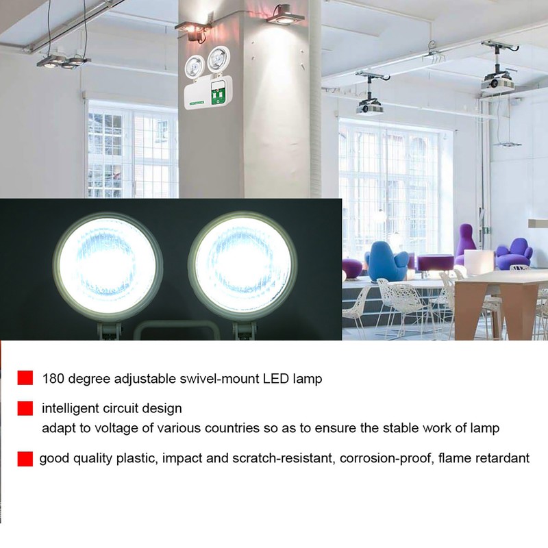 2W Dual Lamp Head Exit 9 LEDs Emergency Light