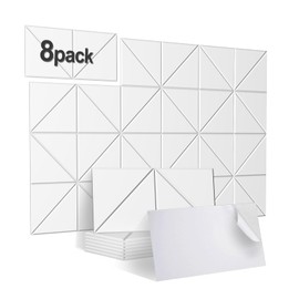 8 pack Acoustic Panels With Self-Adhesive,16"X 8"X 0.4"Sound Dampening Panels,Decorative Soundproof Wall Panels,Sound Absorbing Panel for Room & Offices (white)