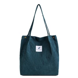 FITDON Corduroy Totes Bag, Shoulder Handbags for Women Girls Big Capacity Shopping Bag with Inner Pocket - Green