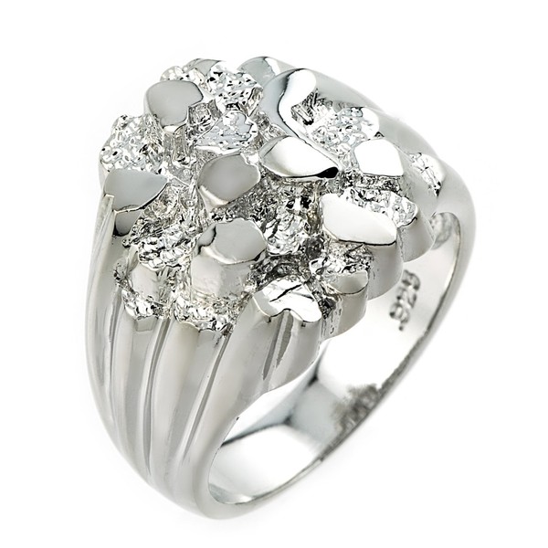 Polished 925 Sterling Silver Nugget Ring for Men (Size 15.5)