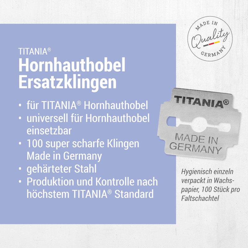 TITANIA® Replacement blades for callus slicer, 100 pieces, professional blades