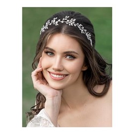 Sweetv Diadema De Boda Con Diamantes De Imitación, Tocados De Novia De Cristal Para Boda, Tocado Para Novia, Accesorios Para El Cabello Para Mujeres Y Niñas, Color Pl Plata 4 1 Unidad (Paquete De 1)