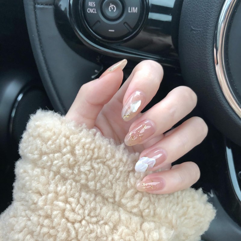 SEMTIM Nail Tips, 24 Pieces, Medium, Short False Nails, Short