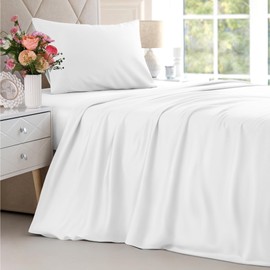 Bamboo Sheets Twin XL Size - Cooling Sheets Twin XL - 100% Bamboo Derived Rayon - Deep Pocket Bamboo Sheets - Luxury Twin XL Bamboo Sheets- Super Soft Bamboo Sheets - Twin XL Bamboo Sheet Set - White