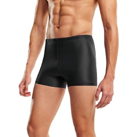 CMTK Men's Athletic Swim Jammers Quick Dry Compression Square Leg Swim Brief Swimsuit (as1, Alpha, 3X_l, Regular, Regular, Nylon Standard) Black