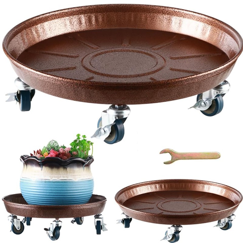 3 Packs 18” Metal Plant Caddy with Wheels Extra-large Rolling