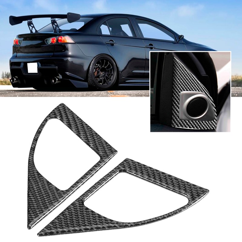 2Pcs Inner Door Speaker Trim Carbon Fiber Cover Left Right