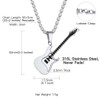 Suplight Platinum Silver Guitar Necklace for Men Boy Rock Music
