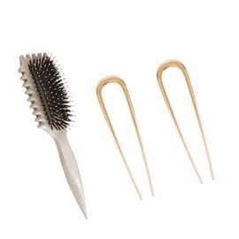 Cepillo Para Cabello Rizado Para Mujeres,Horquilla De Metal En Forma De2 Pieza U,Cepillo Para Rizos,Cepillo Cabello Rizado,Peine Para Cabello (Beige)