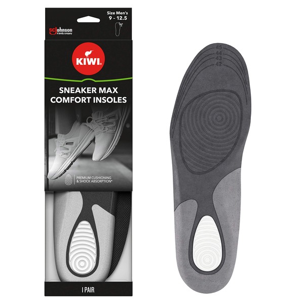 KIWI Max Comfort Shoe Insoles and Inserts , All Day Comfort, Odor Resistant, Shock Absorption , Men 9-12.5
