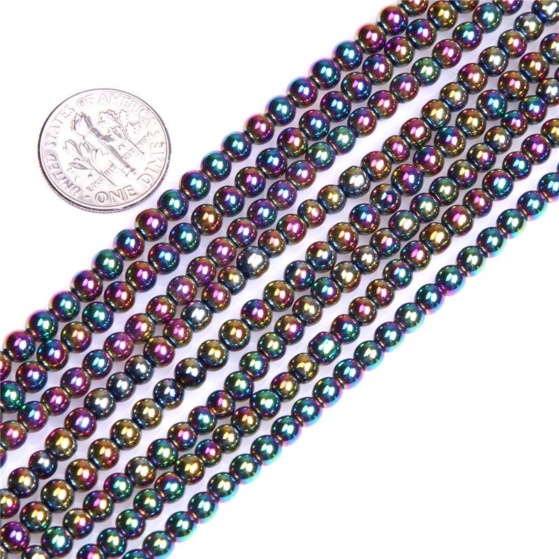 Synthetic Round Multicolor Hematite Gemstone DIY Jewelry Making Loose Beads
