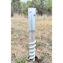 Ashman Round Posts (1 Pack), Outdoor No Dig Ground Anchor with Helical Spiral, 21" Long - Fits Flag Pole Base Ground Mount Screw