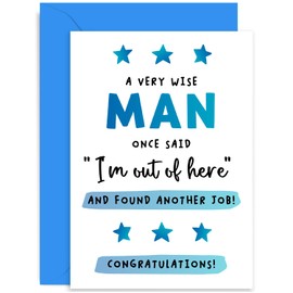 Old English Co. Funny Leaving Card for Male Colleague - 'A Wise Man' Hilarious New Job Card for Work Bestie Coworker - Sorry Leaving Good Luck from Team Card | Blank Inside